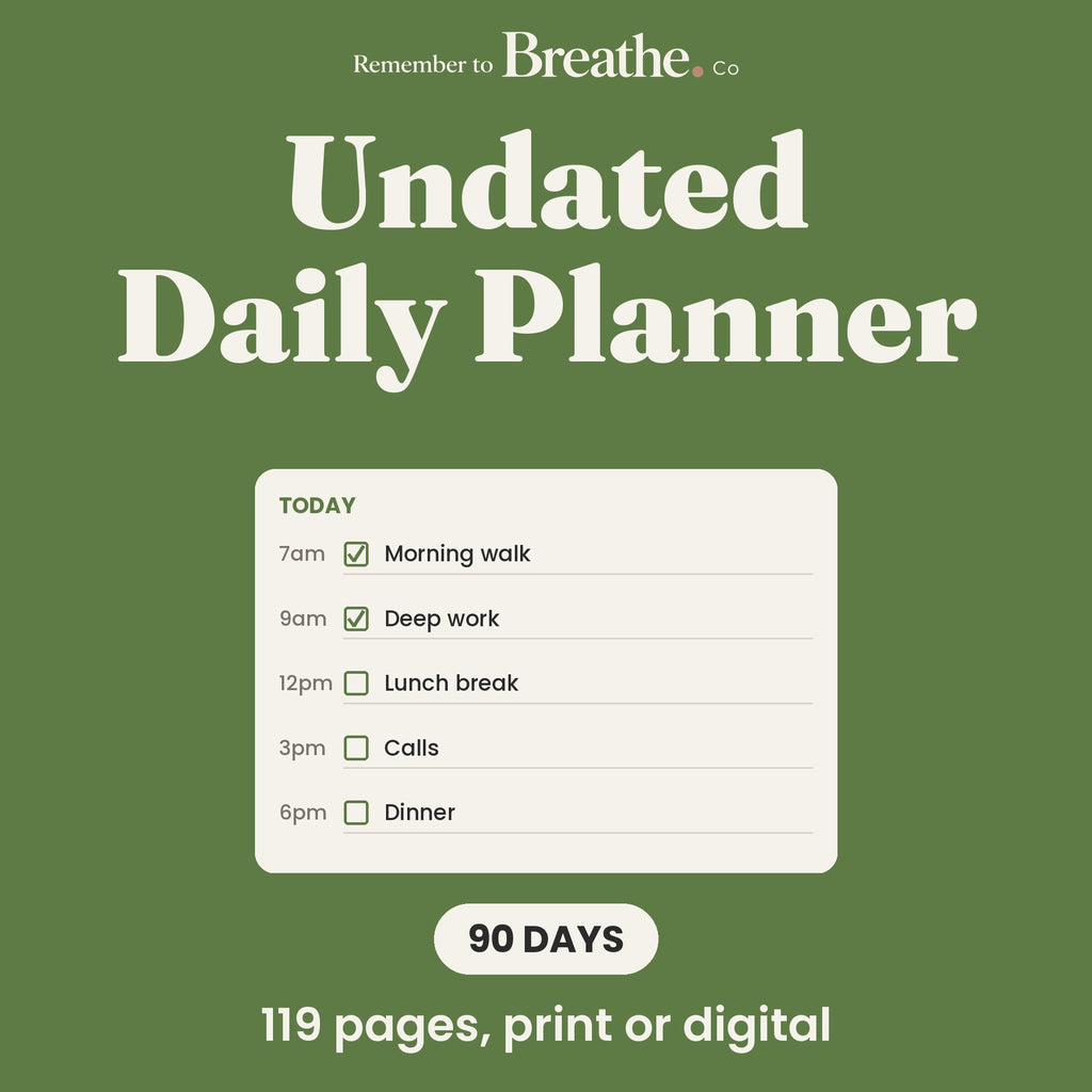 Undated Daily Planner, Mindful Daily Pages with Gratitude, Printable and Digital PDF