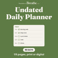 Undated Daily Planner, Mindful Daily Pages with Gratitude, Printable and Digital PDF
