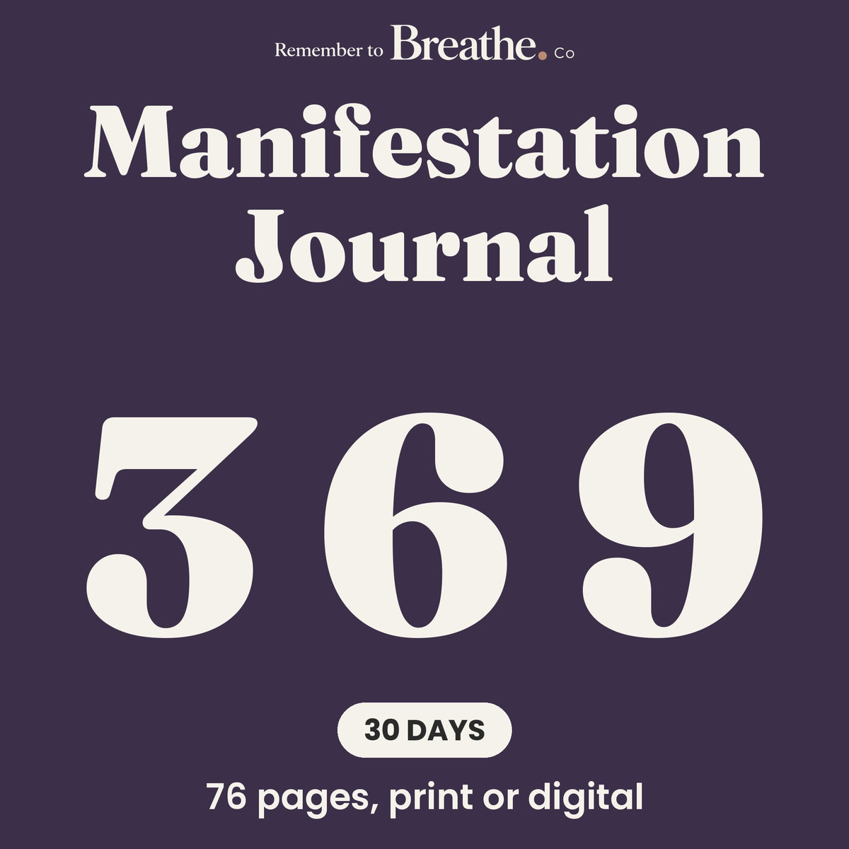 369 Manifestation Journal, 30 Day Guided Intention Journal, Printable and Digital PDF