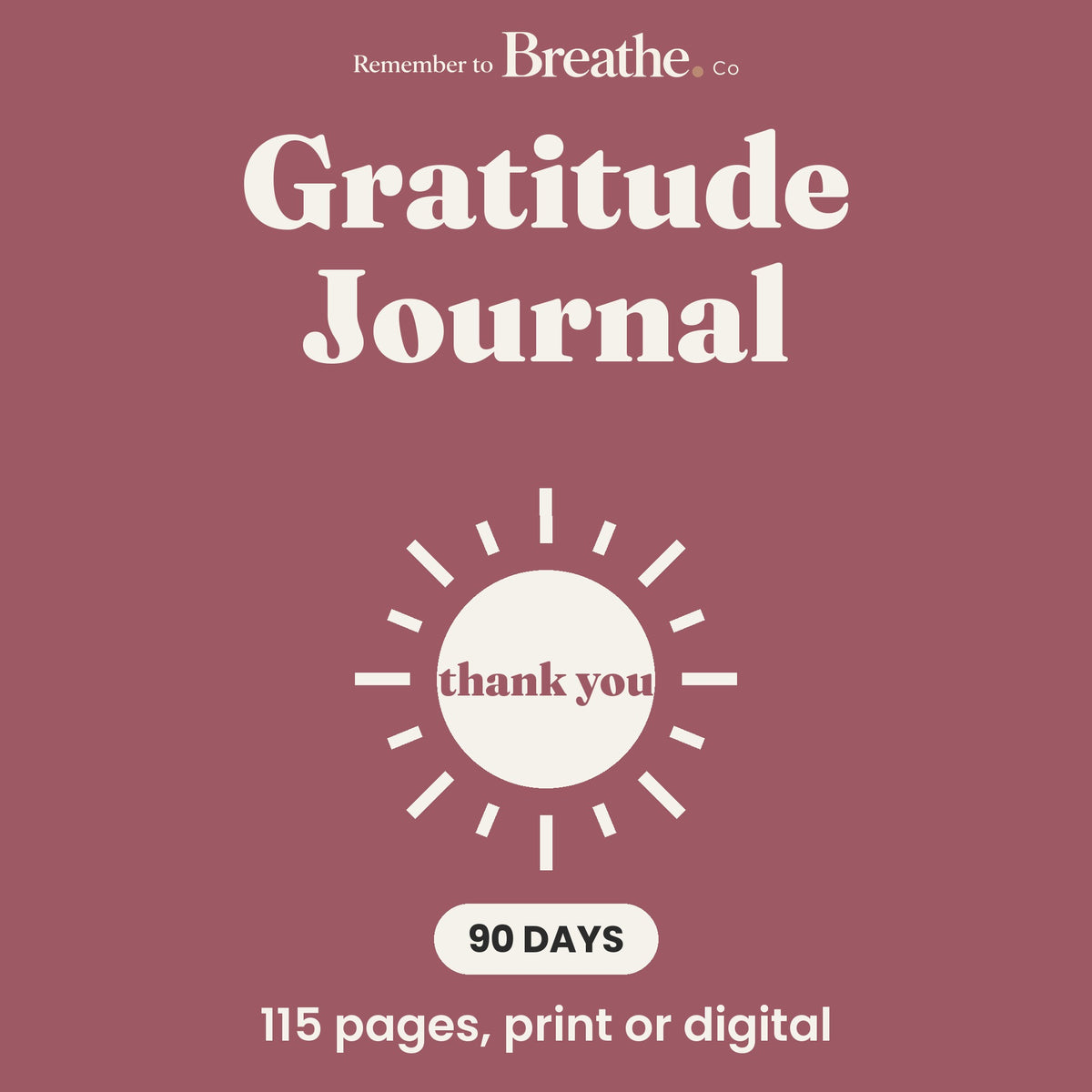 90 Day Gratitude Journal, Guided Morning and Evening Pages, Printable and Digital PDF