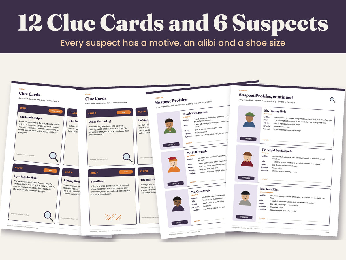 Haunted Case Files: Halloween Classroom Mystery Party Game, Grades 2 to 5, Printable PDF