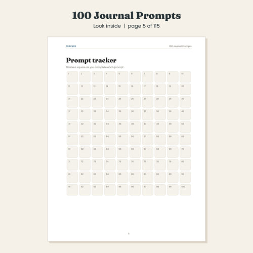 100 Journal Prompts for Self Reflection and Growth, Printable and Digital PDF