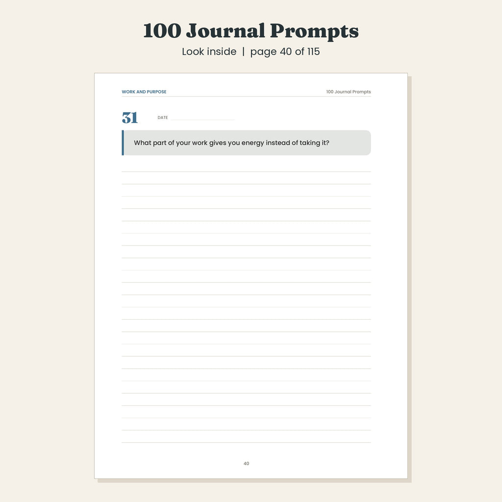 100 Journal Prompts for Self Reflection and Growth, Printable and Digital PDF