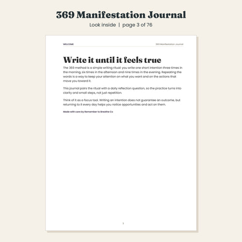 369 Manifestation Journal, 30 Day Guided Intention Journal, Printable and Digital PDF