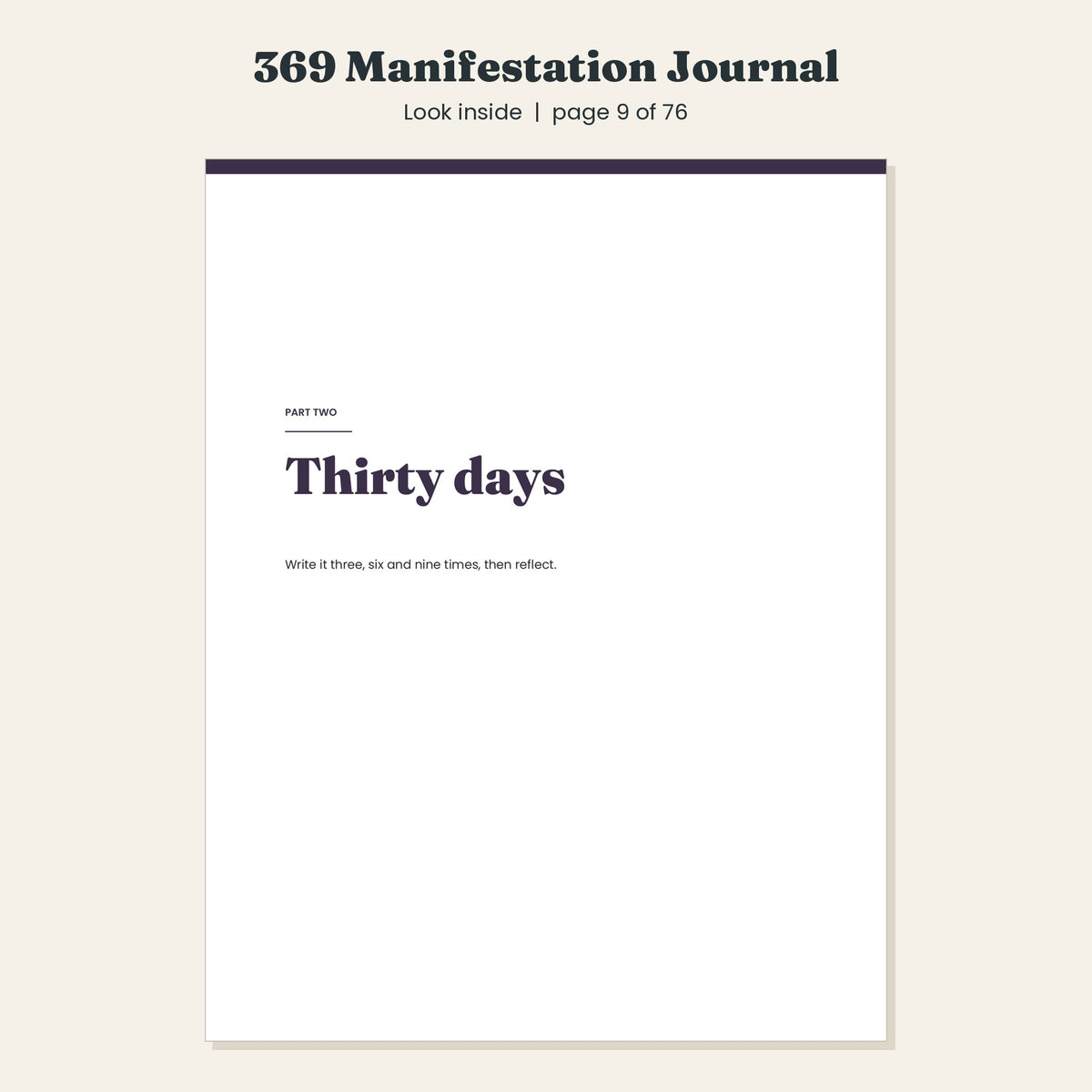 369 Manifestation Journal, 30 Day Guided Intention Journal, Printable and Digital PDF