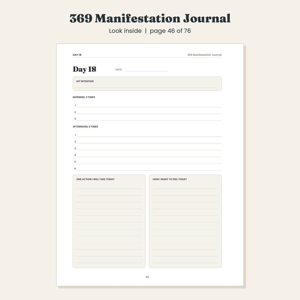 369 Manifestation Journal, 30 Day Guided Intention Journal, Printable and Digital PDF