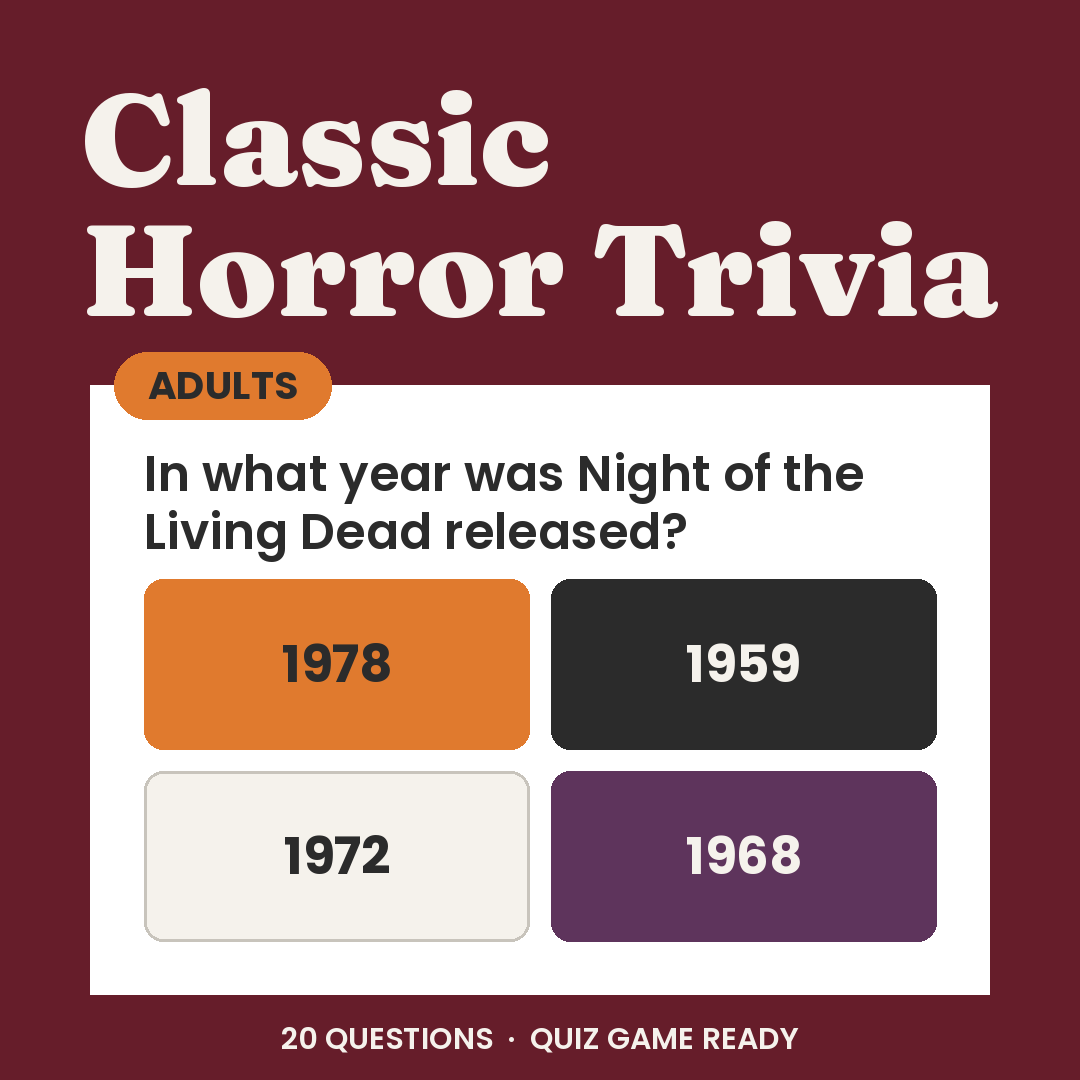 Classic Horror Movie Trivia, Adults Only