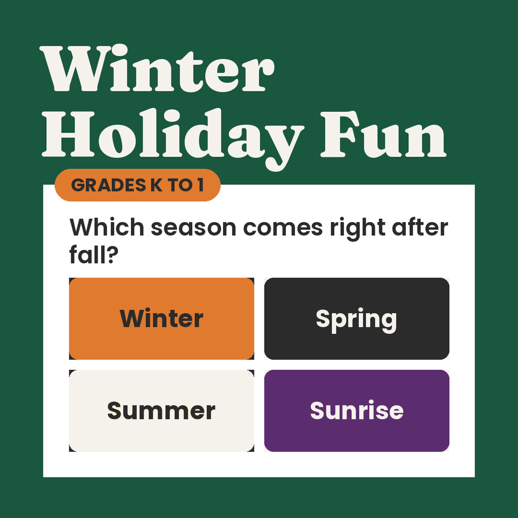 Winter Holiday Fun Trivia Game, Grades K to 1
