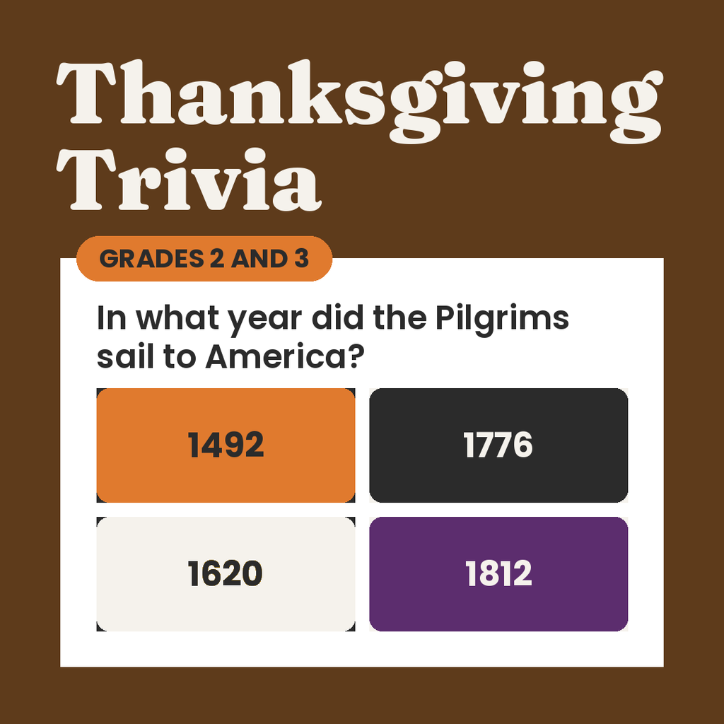 Thanksgiving Trivia Game, Grades 2 to 3