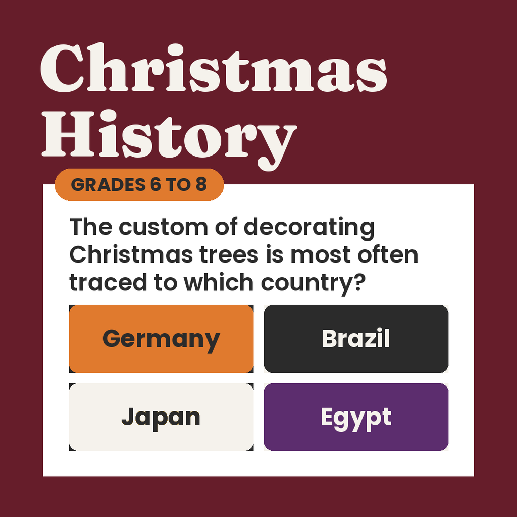 Christmas History and Traditions Trivia, Grades 6 to 8
