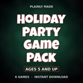 Holiday Party Game Pack for Families, 6 Printable Games