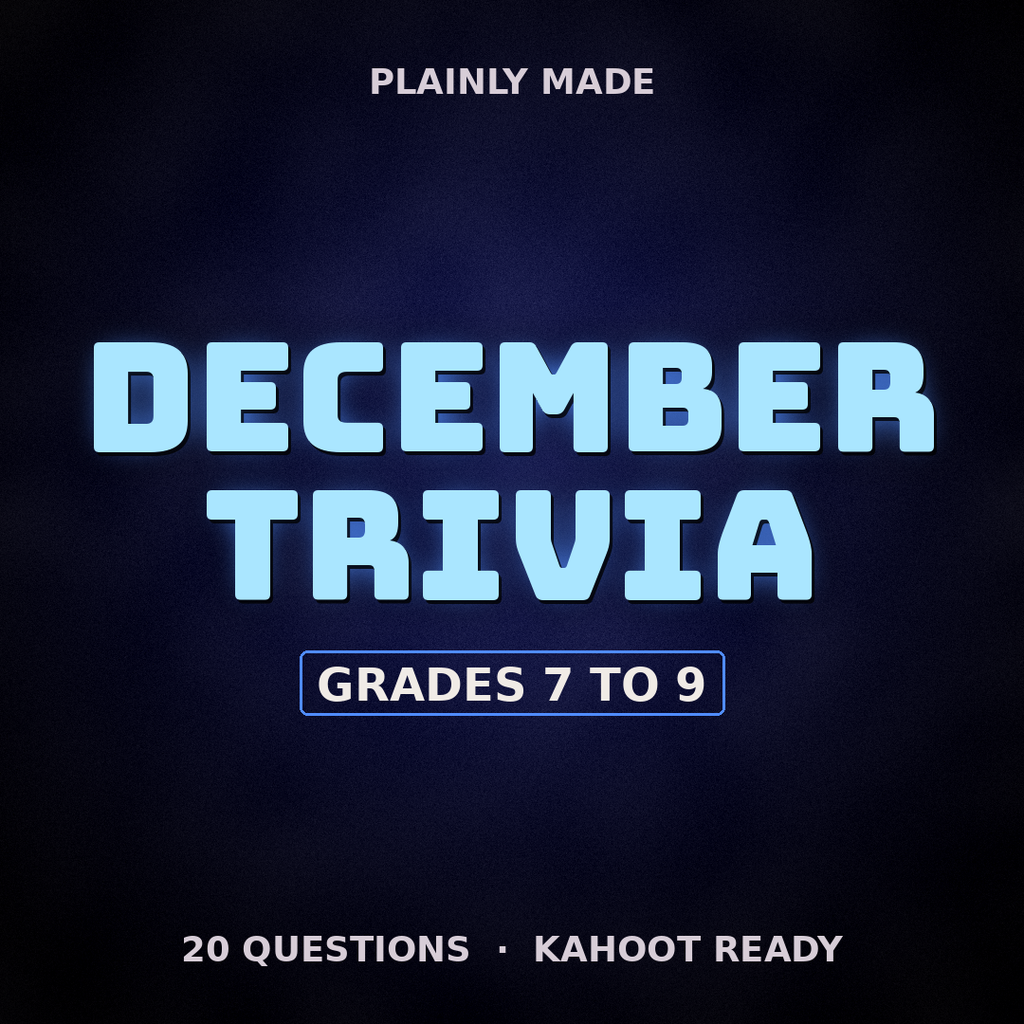 December Trivia for Teens, Grades 7 to 9