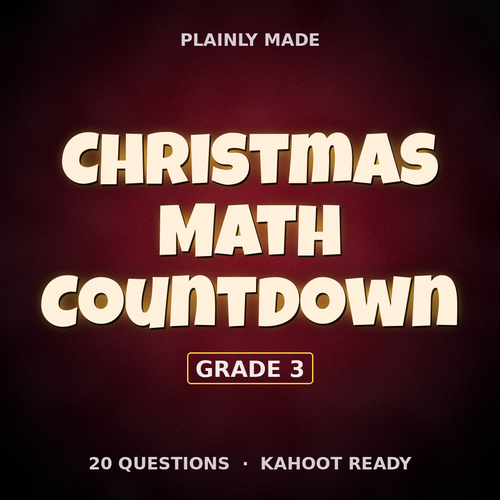 Christmas Math Countdown Quiz Game, Grade 3