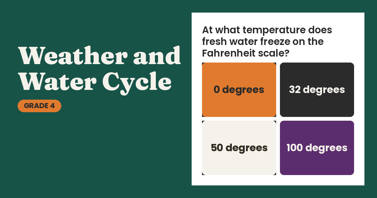 Weather and Water Cycle Science Trivia, Grade 4
