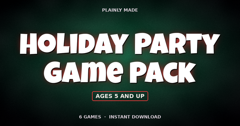 Holiday Party Game Pack for Families, 6 Printable Games