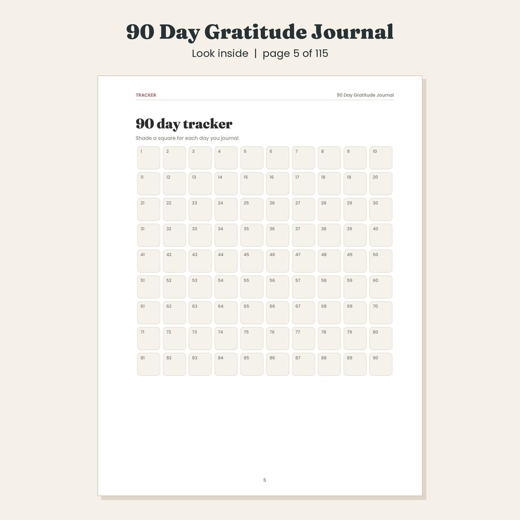 90 Day Gratitude Journal, Guided Morning and Evening Pages, Printable and Digital PDF