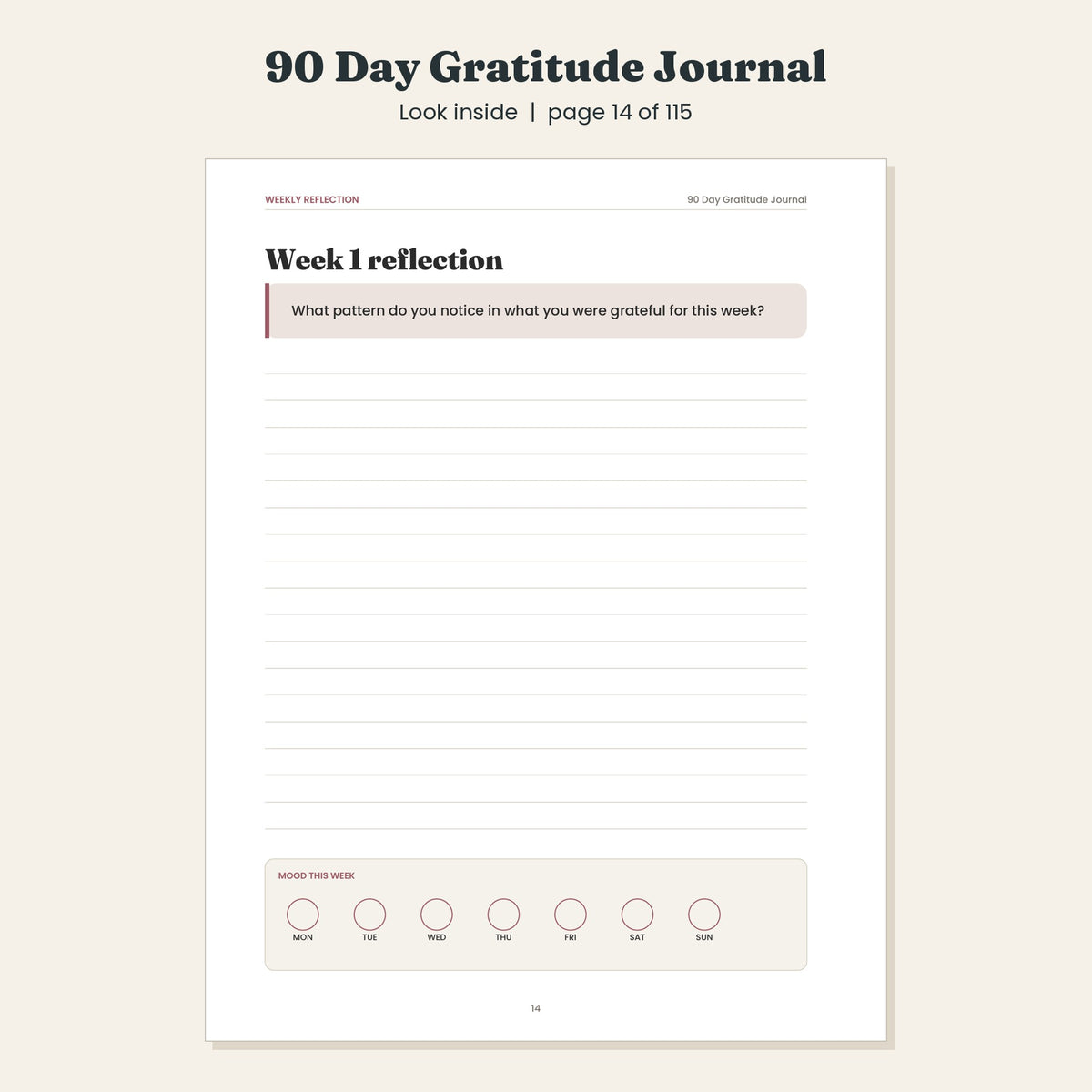 90 Day Gratitude Journal, Guided Morning and Evening Pages, Printable and Digital PDF