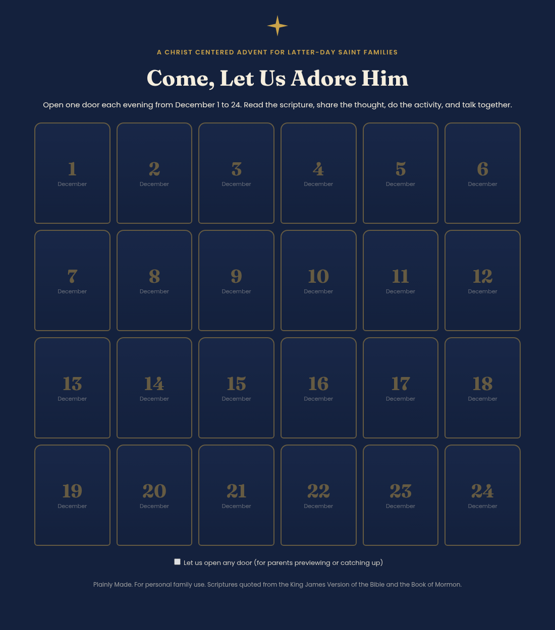 Christ Centered Advent Calendar for Latter-day Saint Families, 24 Day Clickable Digital Countdown, Printable Scripture Devotional, Book of Mormon Christmas