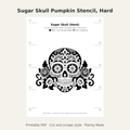 Sugar Skull Pumpkin Stencil, Hard Printable for Teens