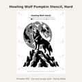 Howling Wolf Pumpkin Stencil, Hard Printable for Teens