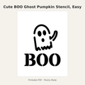 Cute BOO Ghost Pumpkin Stencil, Easy Outline Style Printable Kids Carving Pattern