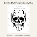 Grinning Skull Pumpkin Stencil, Hard Printable for Teens