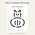 Kitty in a Pumpkin Stencil, Easy Outline Printable for Kids