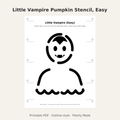 Little Vampire Pumpkin Stencil, Easy Outline Printable for Kids