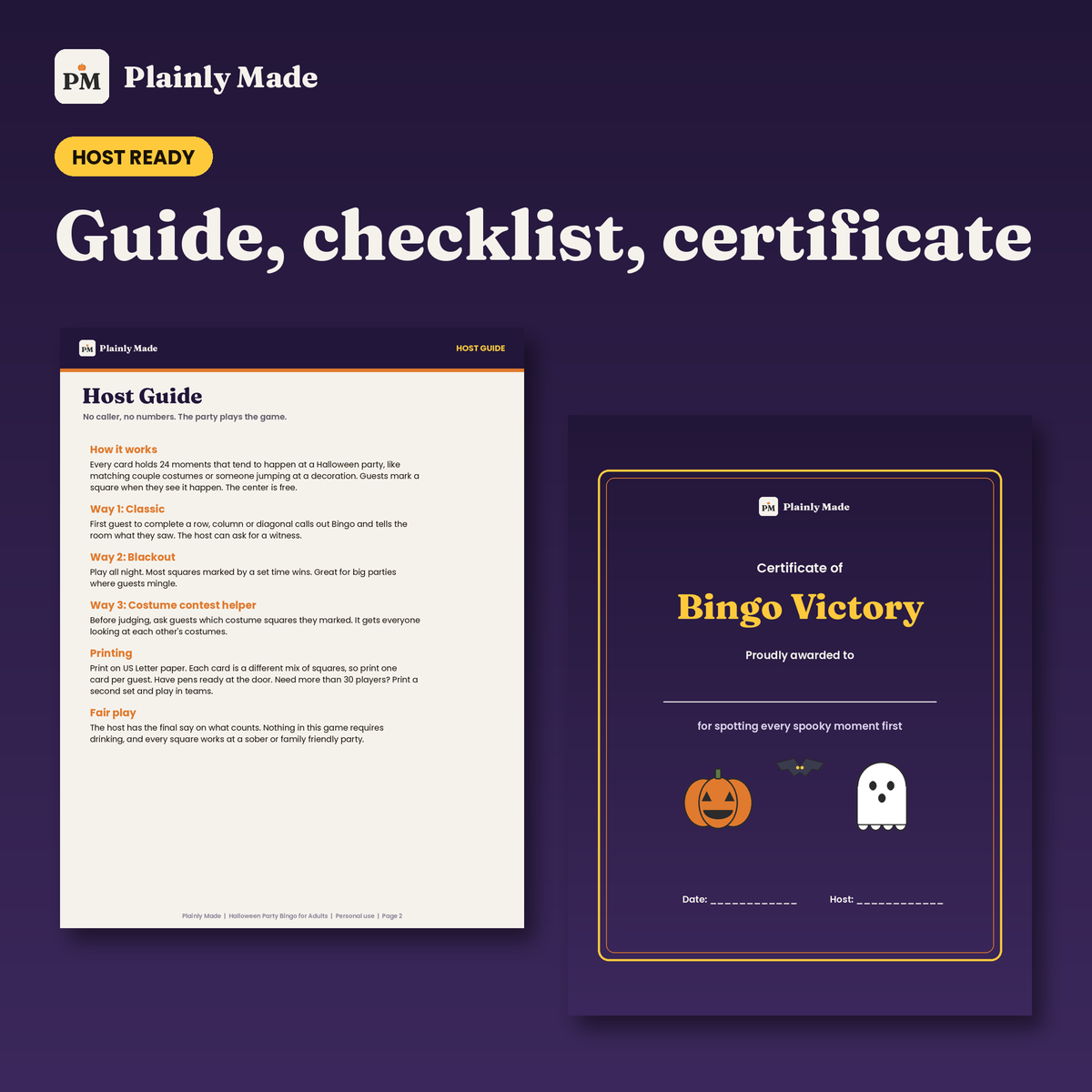 Halloween Party Bingo for Adults, 30 Unique Printable Cards