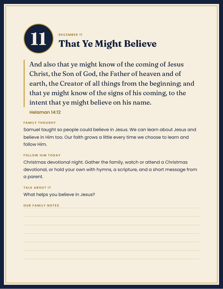 Christ Centered Advent Calendar for Latter-day Saint Families, 24 Day Clickable Digital Countdown, Printable Scripture Devotional, Book of Mormon Christmas