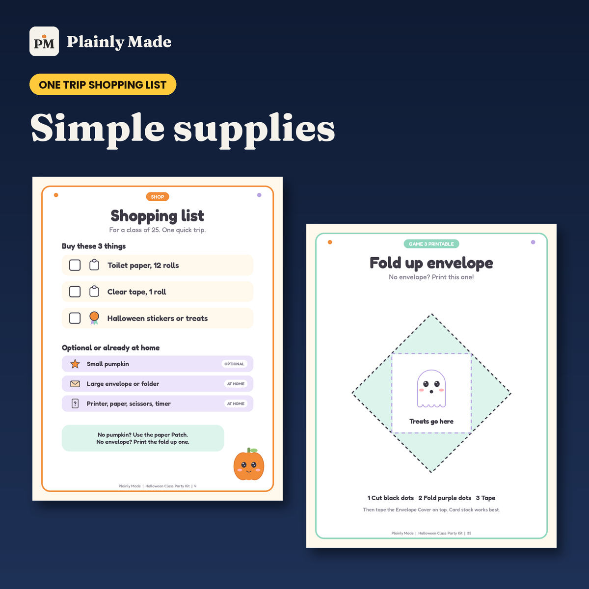Halloween Class Party Kit for Grades 2 to 4 | 3 Printable Games, 45 Minute Plan, One Page Shopping List