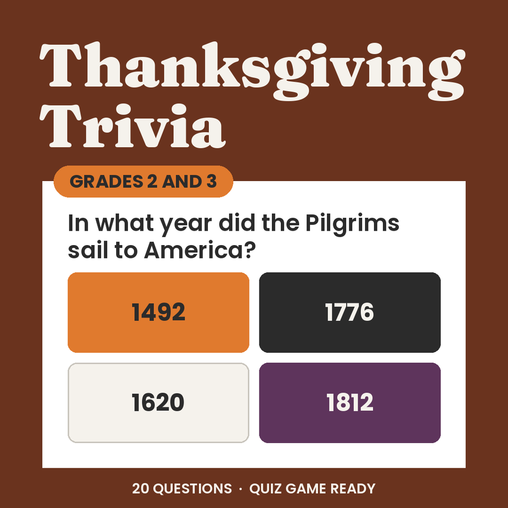 Thanksgiving Trivia Game, Grades 2 to 3
