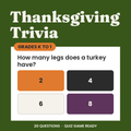 Thanksgiving Trivia Game, Grades K to 1