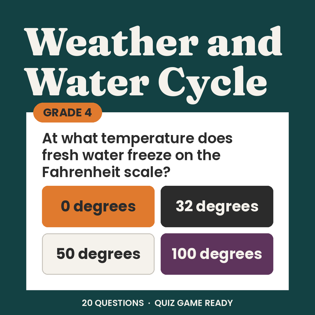 Weather and Water Cycle Science Trivia, Grade 4